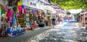 The bustling atmosphere of Dalaman's bazaar.